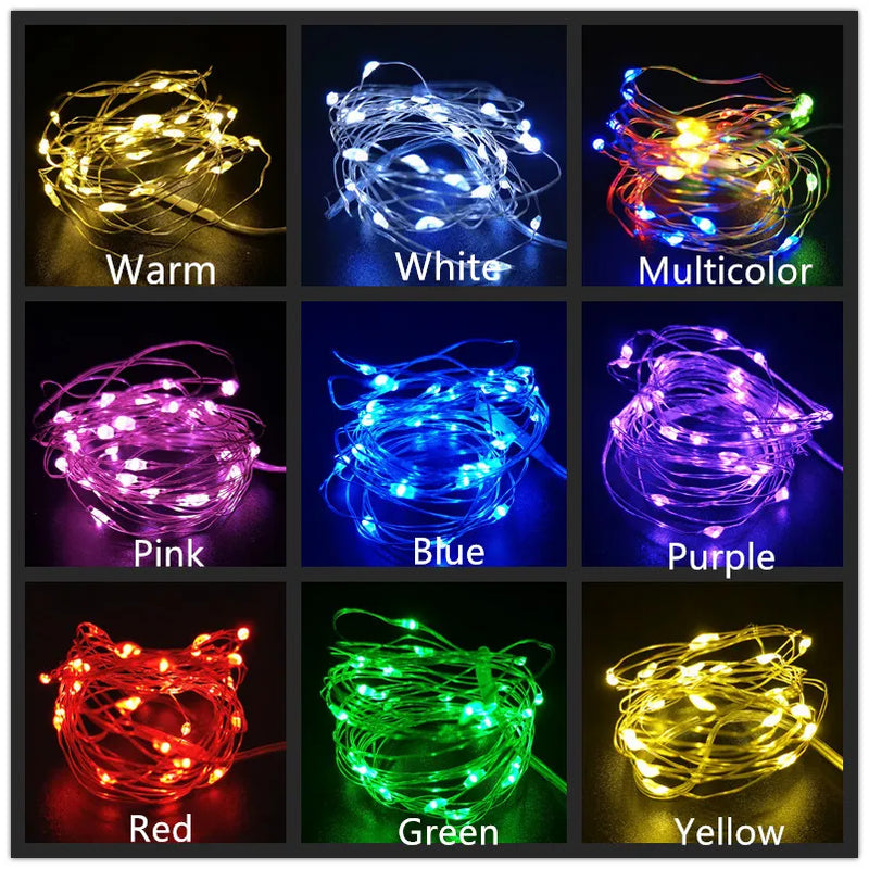 5pcs Copper Wire LED String lights Holiday lighting Fairy lights Garland For Christmas Tree Wedding Party Decoration Lamp CR2032