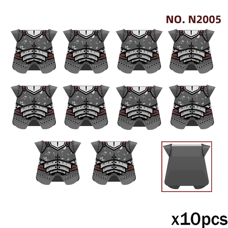 MOC Medieval Accessories Series Building Blocks Military Army Soldier Armour Shield Helmet Sword Crown Weapon Knight Bricks Toys