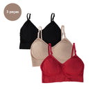 3 Pcs Women's Lingierie Cropped Women's Bras Sexy Bras Women's Tops Free Shipping Sutia Polyester 90%
