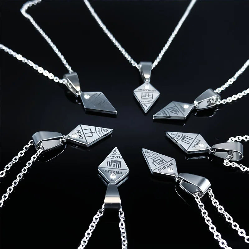 7pcs Clavicula Nox Stainless Steel Pendant BFF Necklace Hidden Jewelry Satan Goetia symbol Shirt Patch cadenas mujer N1020