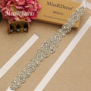 MissRDress Rhinestones Wedding Belt Handmade Pearls Bridal Belt Silver Crystal Flower Bridal Sash For Women Prom Dresses JK835