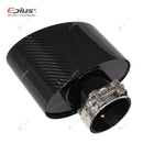 EPLUS Gloss Carbon Fiber Auspuffblende Endrohr Auspuffdüse Dekoration Universal Edelstahl Schwarz Oval 150mm Neigung Links Rechts