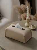 Luxury Woven Tissue Box PU Leather Napkin Case Pure Color Tissue Paper Holder Desktop Home Decoration Creative Paper Towel Cover