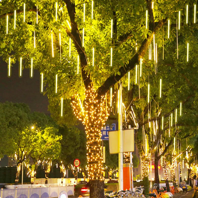32/24 Tube Meteor Shower LED String Fairy Lights Garland Christmas Tree Decorations Outdoor Wedding Garden New Year Street Light