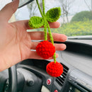 Cute Cherry Kawaii Flower Car Mirror Hanging Charm Fruit Decor Teens Interior Rear View Mirror car Accessories for Women