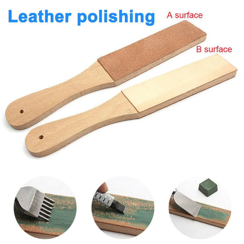 Dual Sided Leather Blade Strop Cutter Razor Sharpener Polishing Wooden Handle Kitchen Accessories Free Shipping