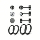 Set Of 5 Pairs Of Fashionable And Simple Cubic Zirconia Stainless Steel Earrings For Women, Mother\ Day Gift