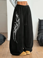 Women's Street Style Casual Sweatpants with  Punk Style Patterns New Arrivals for Spring Fleece Loose Fit Streetwear Oversized