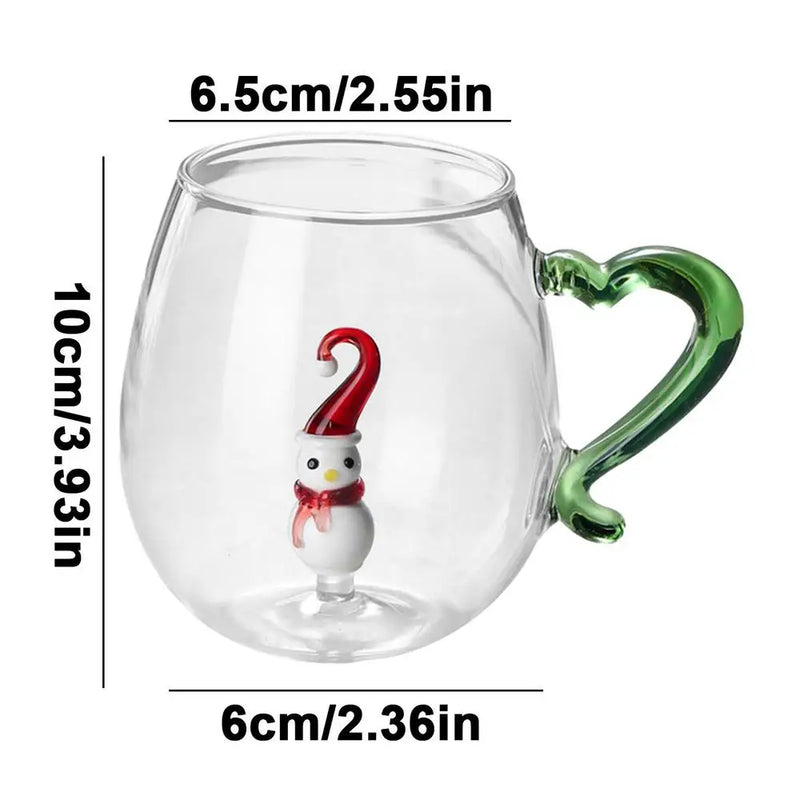 3d Animal Glass Cup 400ml Christmas Theme Animal Inside Glass Christmas Drinking Glasses Cartoon Animal Shape Glass Coffee Mug