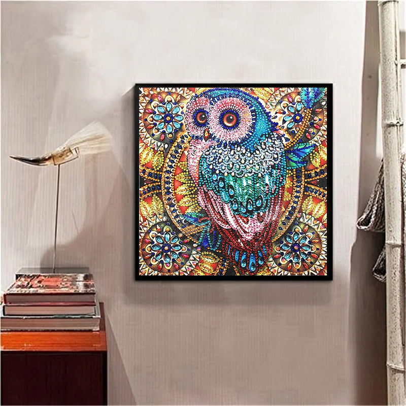 5D DIY Owl Shaped Diamond Painting Bird Embroidery Mosaic Kits Wall Christmas Decoration Home 30*30cm