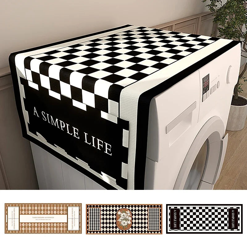 Nordic Drum Washing Machine Covers Waterproof  Kitchen Refrigerator Dust Cover Microwave Oven Decor Dust Protector with Pocket