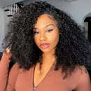 Jerry Curly Half Wig Human Hair Brazilian Deep Wave Curly Half Wig Human Hair 3 IN 1 Seamless Clip Ins Flip Over Drawstring Half Wig 200% Density Full Machine Made for Women Ready to Wear On Clearance Sale Pre Plucked Wig Par