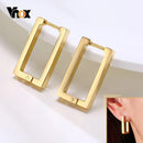 Vnox Minimalist Square Hoop Earrings for Women,Gold Color Stainless Steel Rectangle Ear Jewelry, Chic Simple Geometric Jewelry