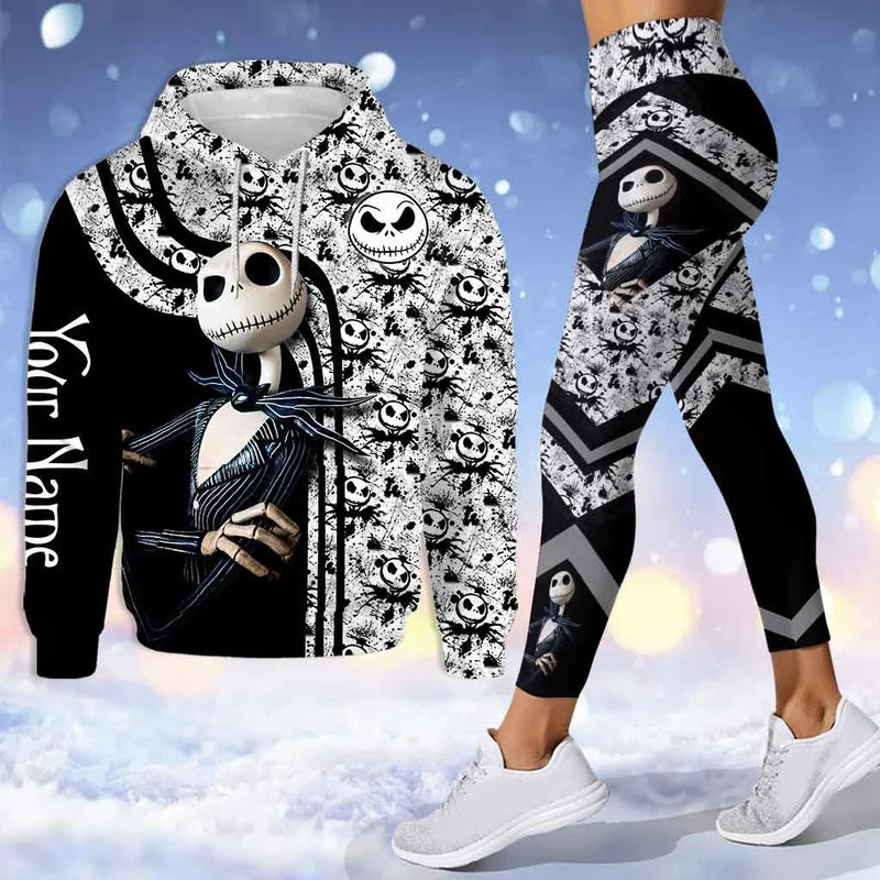 Jack Skellington Nightmare Before Christmas Combo Hoodie And Legging Set Disney Hoodie Yoga Pants Sweatpants Fashion Sports Suit