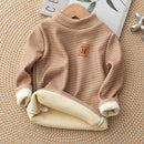 New Girls Padded Bottoming Shirt Boys Striped Turtleneck Jumper Autumn Winter Children Warm Fashion Casual Long-Sleeved Sweater