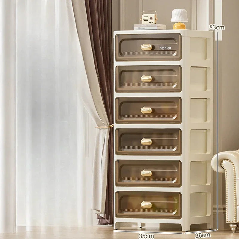 Home Storage Cabinet Bedside Table Stackable Plastic Cabinet Multi-layer Drawer Foldable Organizer Snack Toys Chest of Drawers