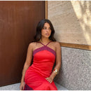 The Meridian Line | Colour-Block Halter Maxi Dress