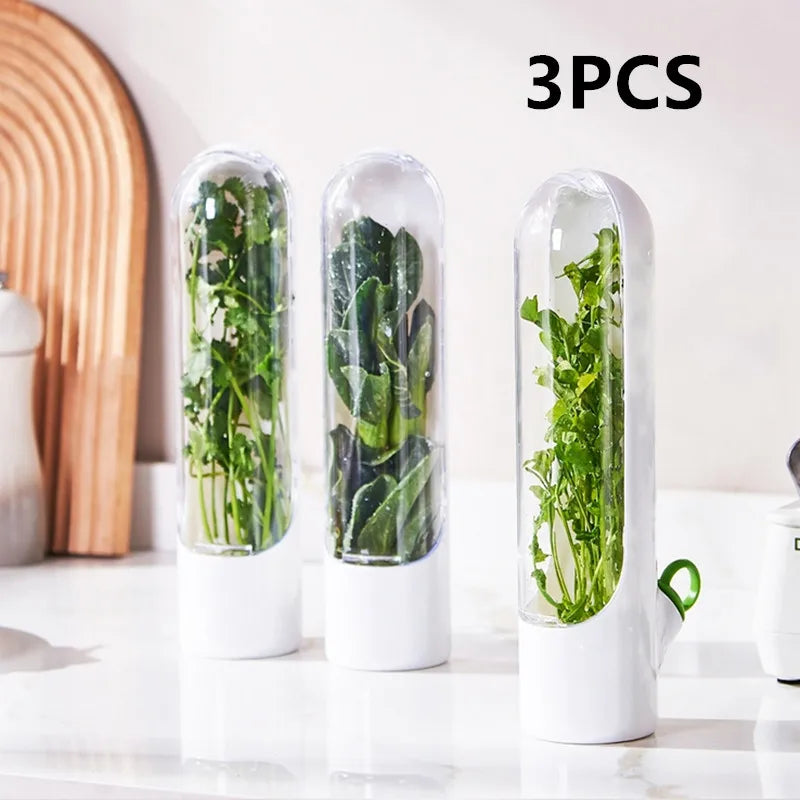 1/2/3PCS Herb Saver Storage Container Fresh Herb Keeper Vanilla Vegetables Fresh Preservation Bottle For Refrigerator Kitchen