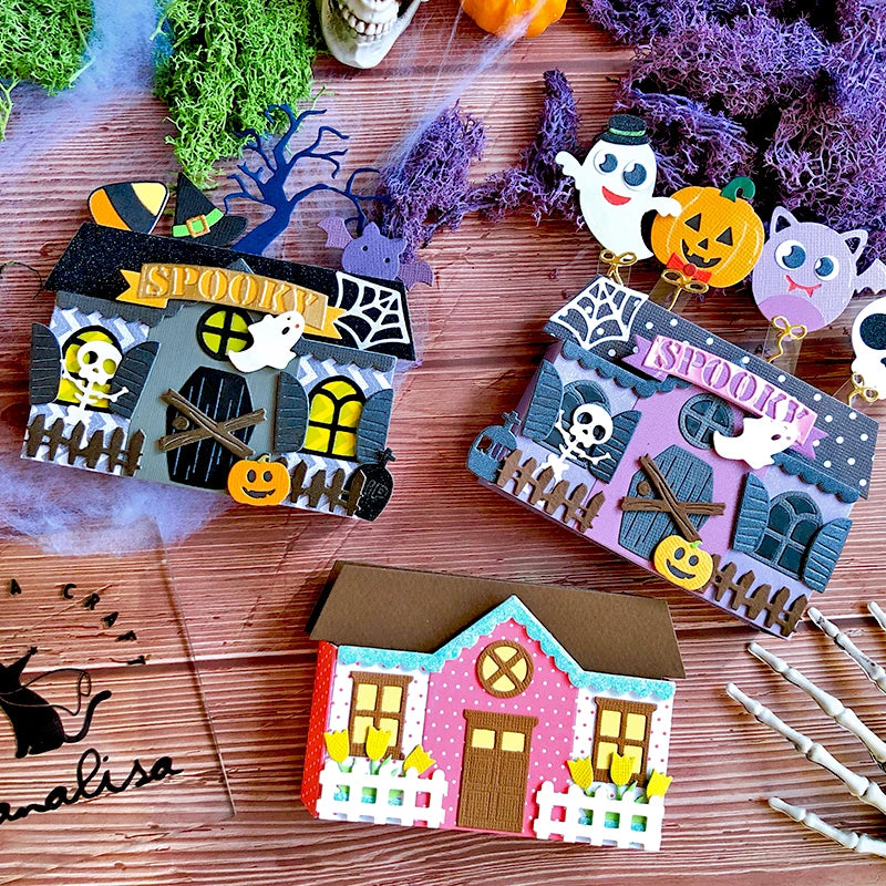 Panalisacraft Halloween Spooky House Cutting Dies Stencils DIY Scrapbooking Album Decorative Embossing DIY Paper Craft Cards