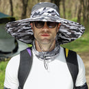 Men Women Large Brim Sunscreen Sun Hat Summer Breathable Face Fishing Cap Outdoor Riding Fishing Leisure Caps