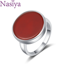 925 Sterling Silver Ring Round Natural Stone Turquoise Opal Brief Design Cute Ring Fine Women Party Jewelry