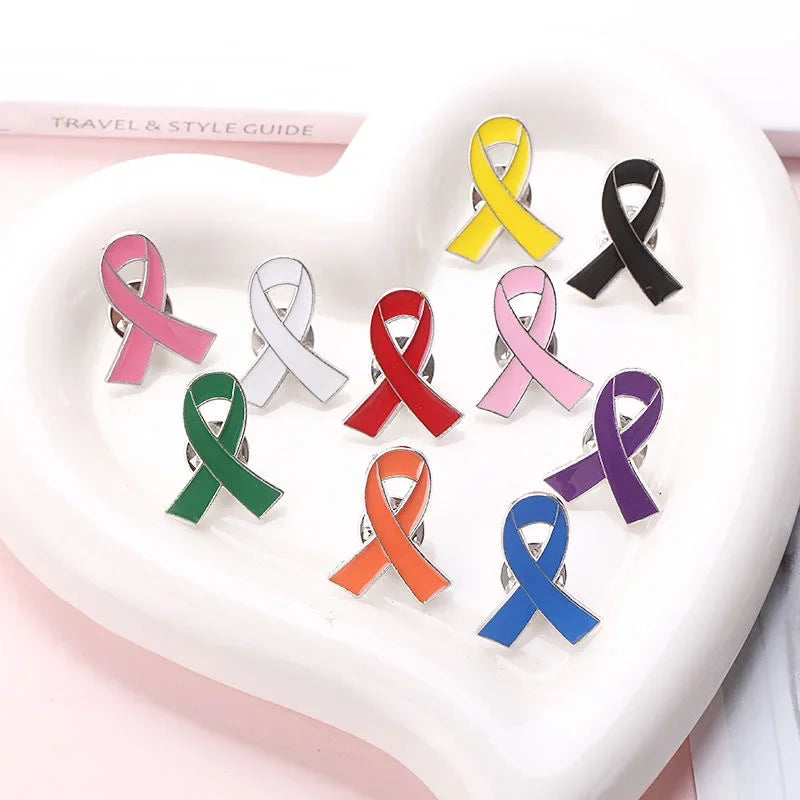 Yellow Ribbon Health Peace Enamel Pins Breast Cancer Red Hope Expectation Prevention Safe Return Badge Brooches For Relatives