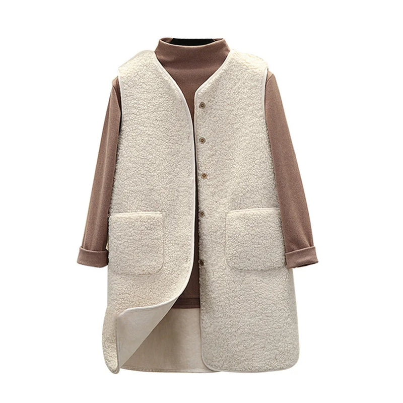 Autumn Winter 2023 New Imitation Lamb Velvet Loose Vest Coat Korean Version Sleeveless Jacket Female Outerwear Women's Waistcoat