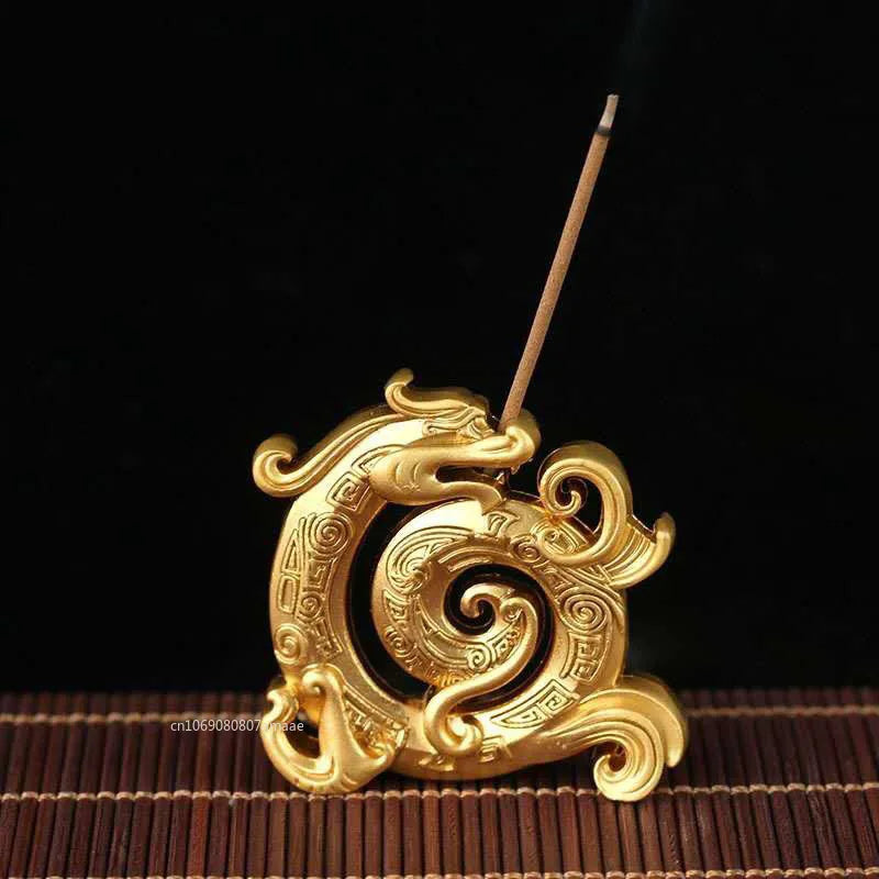 Mini Metal Gold Dragon Incense Stick Burner 1pc Creative Dragon Incense Holder Sandalwood Censer Home Office Decor