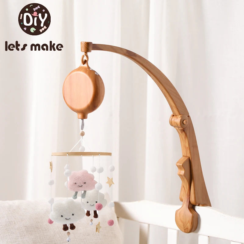 Let's Make Baby Imitation Wooden Bed Bell Bracket Mobile Hanging Rattles Toy Hanger Kid Crib Mobile Bed Bell Toy Plastic Bracket