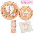 8pc Baby Girls  Disposable Tableware Baby Girl Paper Napkin Plate Cup Baby Girl Happy Birthday Party Decor Kids Baptism Supli