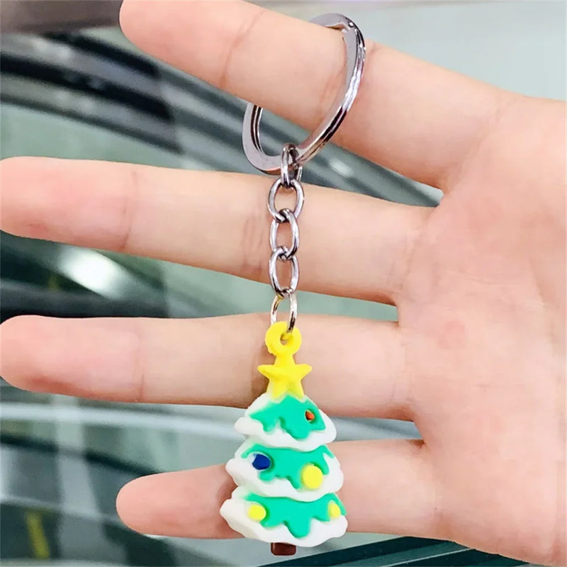 Santa Claus Couple Keychain Cute Cartoon Christmas Car Accessories Backpack Bag Phone Hanger Creative Gift Holiday Decoration