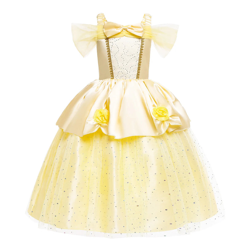 Girls Aurora Belle Rapunzel Sofia Princess Dress Halloween Easter Cosplay Costume Party Kids Dresses for Girls Children Clothing