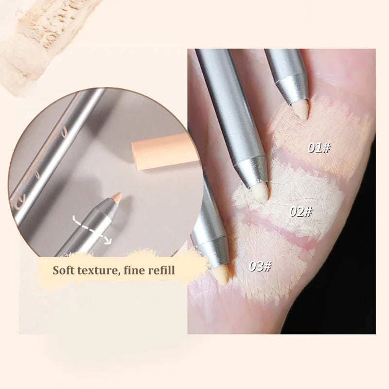 Concealer Pencil Waxy Contour Brighten Silkworm Moisturizing Cover Acne Marks Concealer Stick Natural Matte Finish Face Make Up