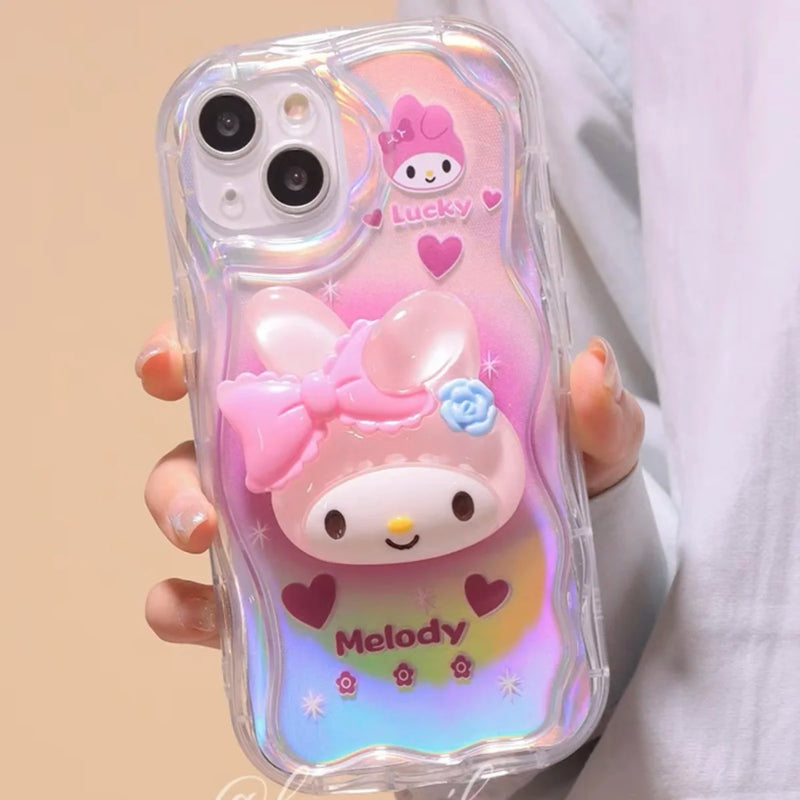 3D Sanrio Melody Cinnamoroll Pom Purin Phone Case For Iphone 11 12 13 14 15 Pro Max Mini X Xs Xr 7 8 Plus SE Transparent Cover