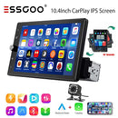 ESSGOO 10.4" Car Stereo Single DIN Wireless CarPlay Android Auto Rotatable Touch Screen Bluetooth GPS Nav Radio Player Head Unit