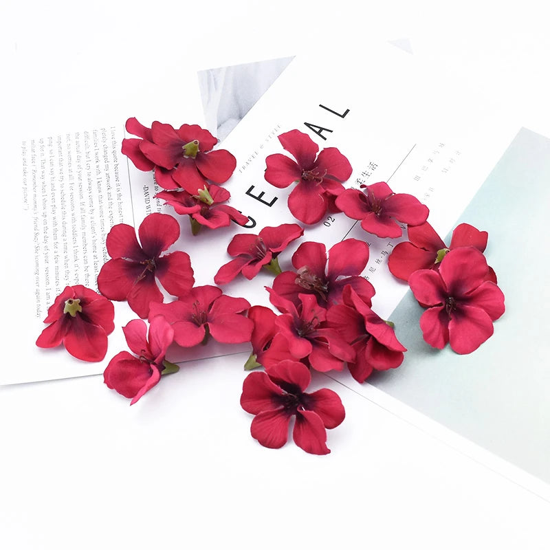 50PC Wholesale Cheaper Artificial Flowers Diy Scrapbook Candy Box Valentine Wreath Home Wedding Decoration Fake Silk Cherry Head