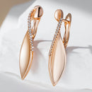 Kinel Trend 585 Rose Gold Color Glossy Drop Earrings for Women Fashion Creative Natural Zircon Unique Romantic Daily Jewelry