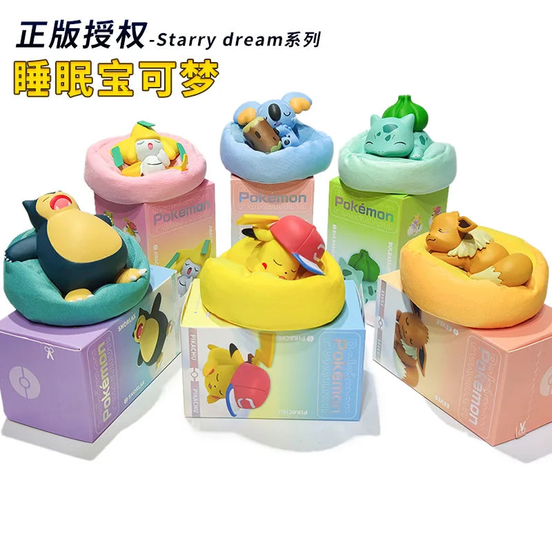 Pokemon Starry Dream Series Sleeping Mini Creative Action Figures 5-7CM Pikachu Eevee Komala Bulbasaur Snorlax Model Kids Toys