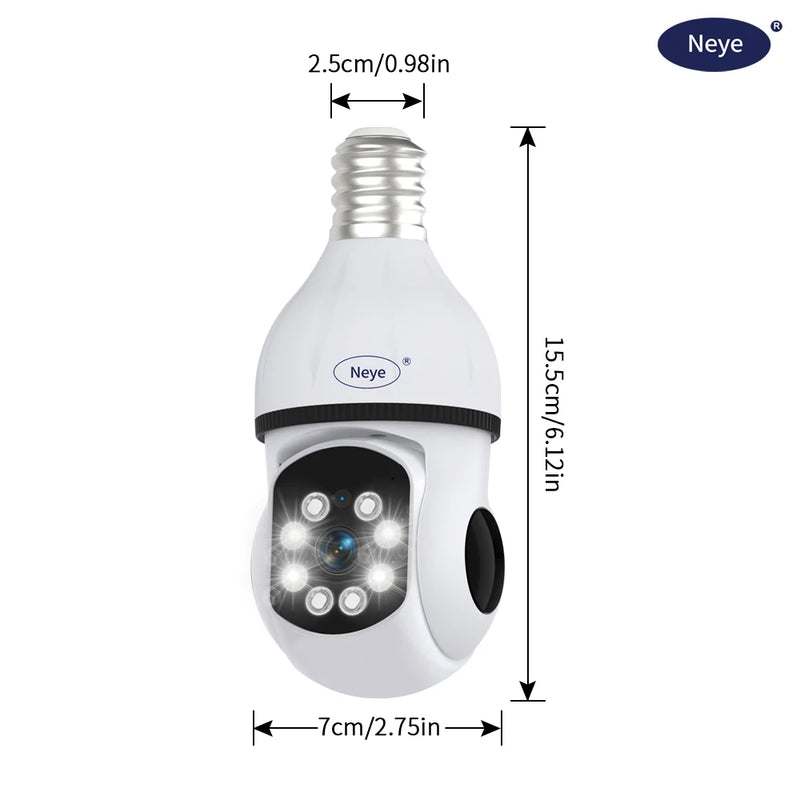 Neye 8MP 4K Bulb Camera Indoor Monitoring 5G Wifi Camera Spotlight E27 360 degree Panoramic Wireless Security Monitoring Camera