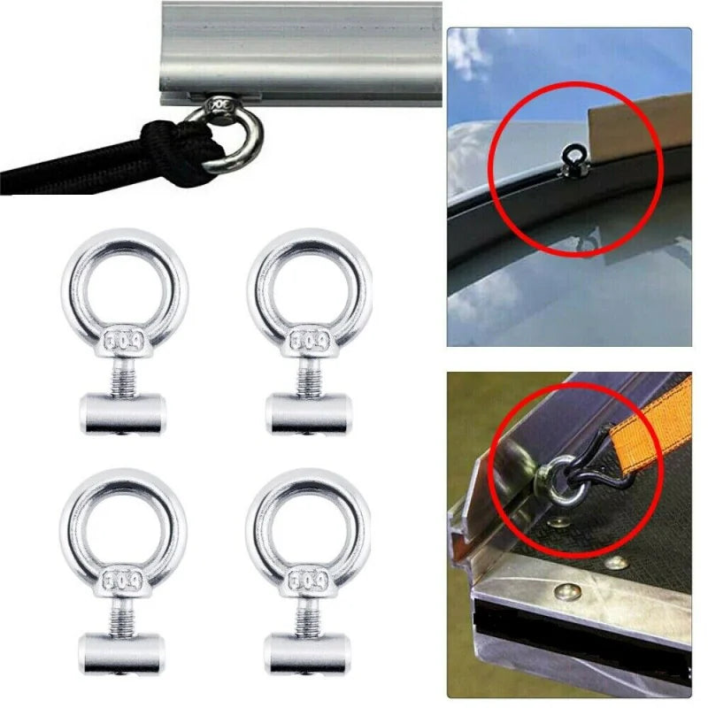 M3/4/5/6 Stainless Steel Awning Rail Stoppers Outdoor Slide Track Cable Rope Lifting Ring Screw Hooks For RV Tent Camping Shade