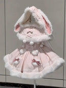 The Rabbit Hour | Lolita Two-Piece Slip Dress and Furry Hooded Cape Set
