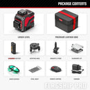 YEVOLT YVGLL4XS12 Series Green Laser Level 3-Plane 12-Line Self-leveling 360 3D Horizontal & Vertical 3.6V 3Ah Power Tools