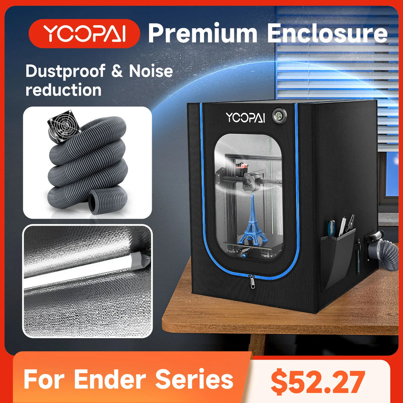 YOOPAI 3D Printer Enclosure with LED Light Thermo-Hygrometer Ventilation Kit Premium Fireproof Dustproof Constant Temperature