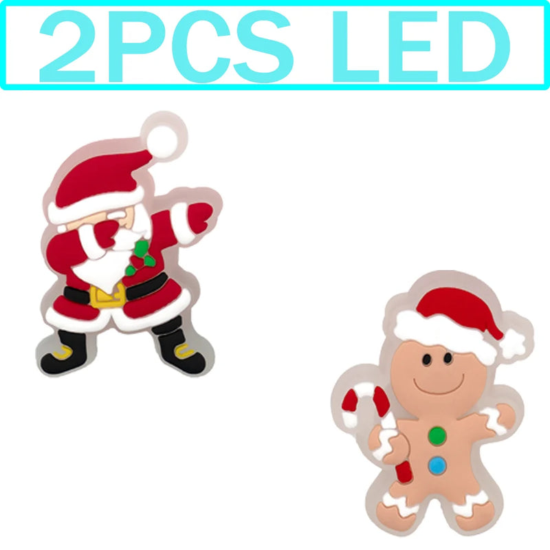 1-5PCS New Christmas LED Shoe Charms,Cute Santa Claus Cat & Dog Pin Accessories for Sandals,Shoe Clogs Buckle Christmas Gifts