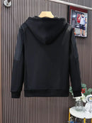 Loose Men's Hooded Sweatshirt Solid Black No Brand Cheap Simple Warm Male Hoodie Funny Overfit Sweat Shirt Tops High Quality Emo