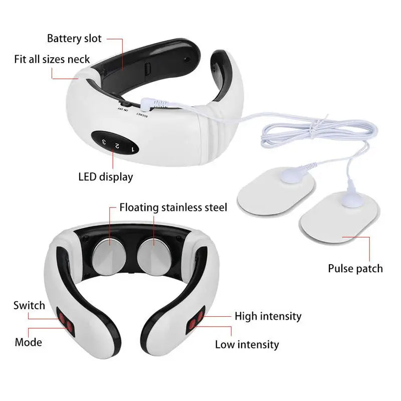 Electric Neck Massager & Pulse Back 6 Modes Power Control TENS Heating Cervical Pain Relief Tool Health Care Relaxation Machine