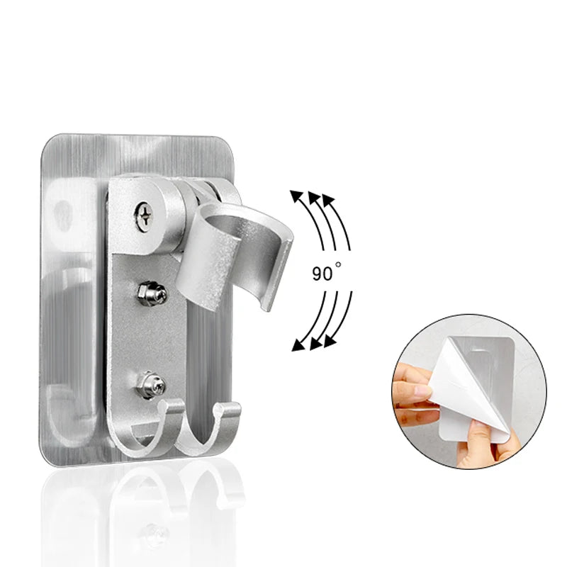 Dokour Shower Holder Bathroom Accessories Shower Head Stand Adhesive Support Wall Mount Hanger Adjustable Brackets Without Drill