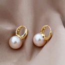 VENTFILLE 2023 New Cute Pearl Studs Hoop Earrings for Women Gold Color Eardrop Minimalist Hoops Wedding Fashion Jewelry Dropship
