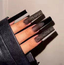 24Pcs Gold French Border False Nails Long Coffin False Nails with Rhinestones Ballerina Full Cover Nail Tips Press on Nails 2030