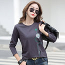 shintimes Print T-Shirt Baumwoll-T-Shirt Damen Koreanische Kleidung 2022 Herbst T-Shirts Damen Langarm Frauen Oberteile T-Shirt Femme